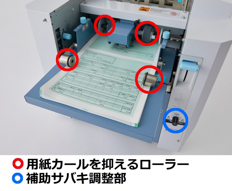 用紙カール抑えローラー