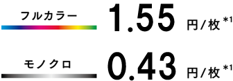 フルカラー1.47円/枚 モノクロ0.41円/枚